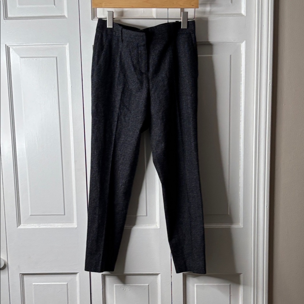 Theory Women's Dark Charcoal Tweed Straight-Leg Trousers sz2